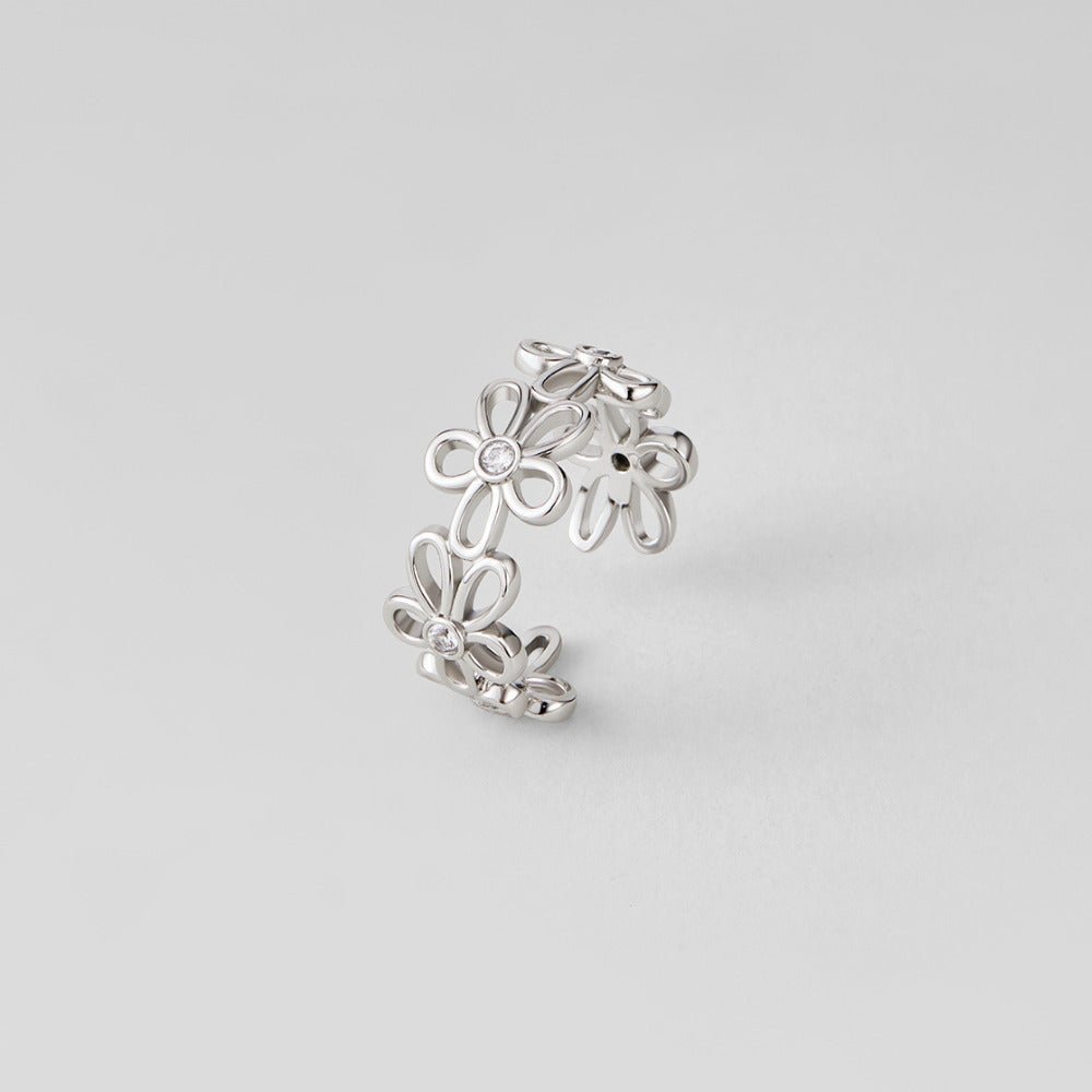Silver Wildflower Infinity Ring
