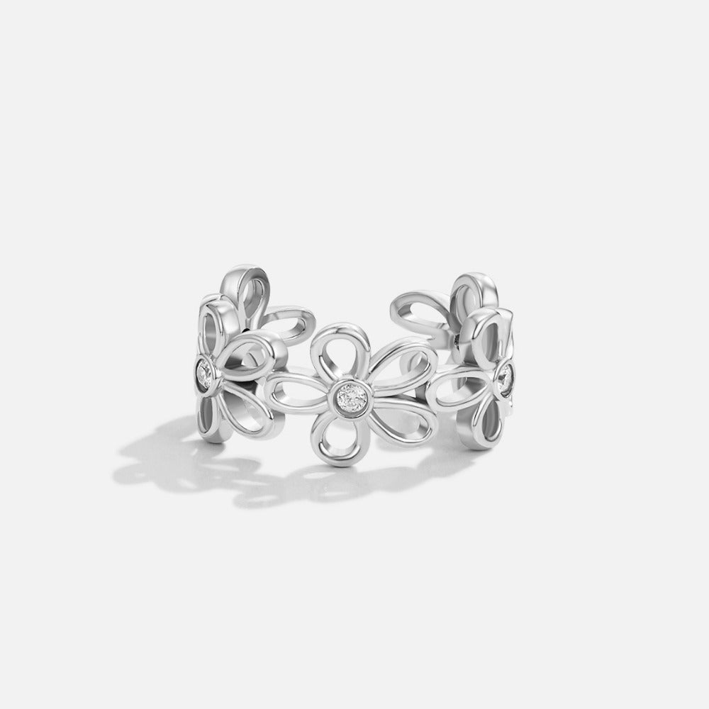 Silver Wildflower Infinity Ring